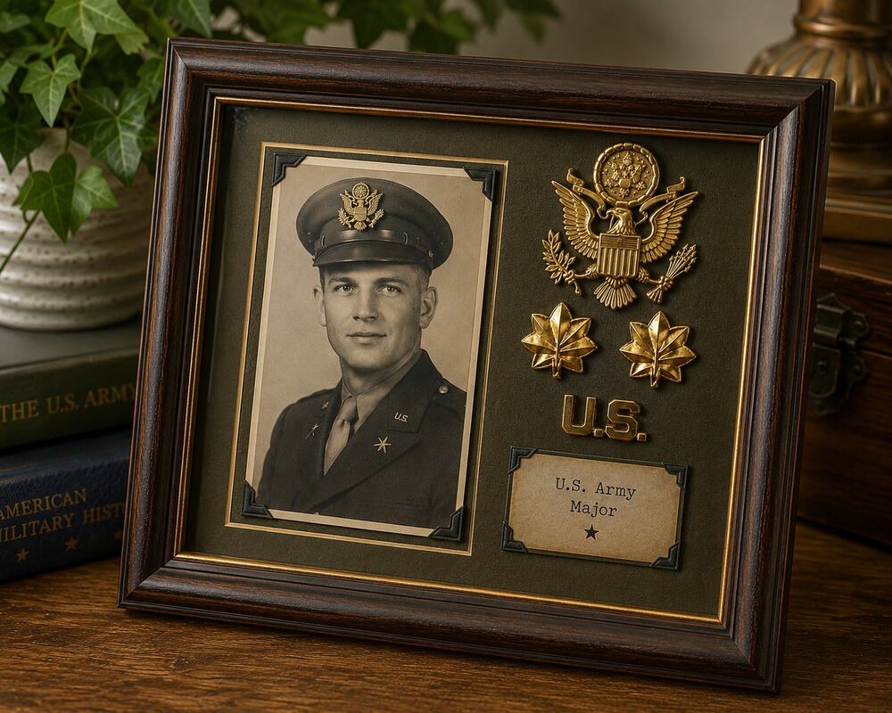 Vintage Pasquale U.S. Army Major Officer Eagle & Oak Leaf Insignia 4 Pc WWII